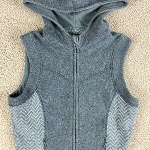 PrAna Vest Womens XS Blue Wool Full Zip Stretch Hoodie Sweater Fleece Outdoor